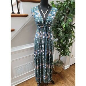 Rachel Pally Women's Multicolor Modal Sleeveless V-Neck Long Maxi Dress Size S